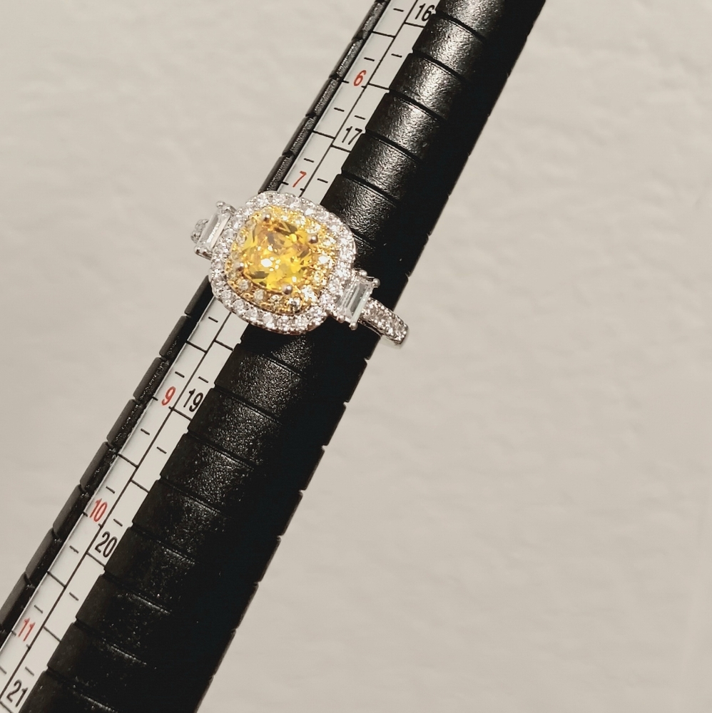 NWT Stamped Radiant Yellow and White Sapphire Ring!